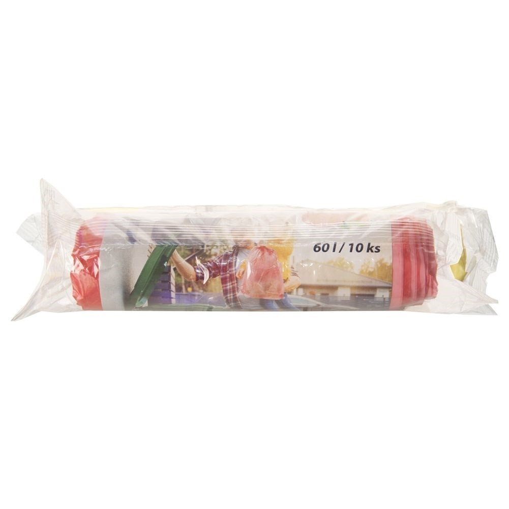 Garbage bags 60L HDPE Red Strawberry scent with drawstring, 10-pack