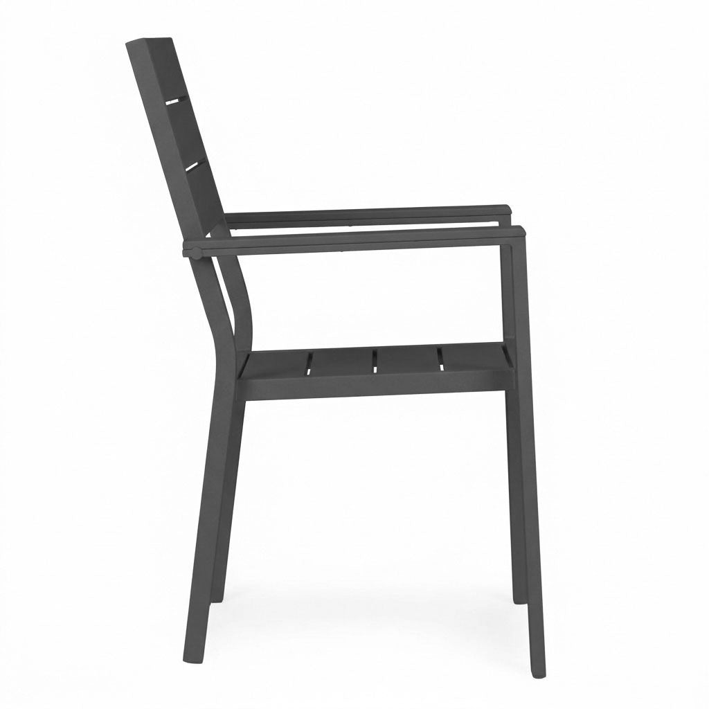 Garden Chairs Set of 2, Steel Frame, HDPE, Gray