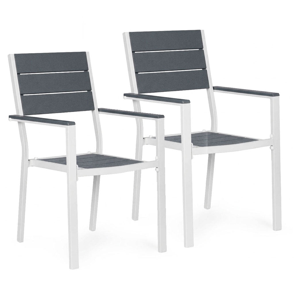 Garden Chairs Set of 2, Steel Frame, HDPE, Weather-Resistant