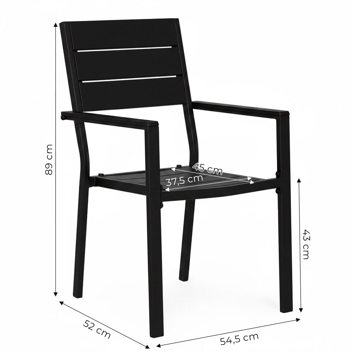 Garden Chairs Set of 2, Steel & HDPE, Weather-Resistant