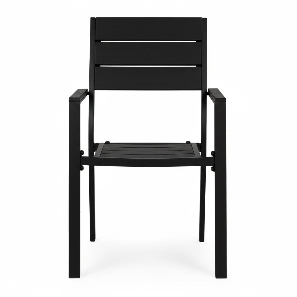 Garden Chairs Set of 2, Steel & HDPE, Weather-Resistant