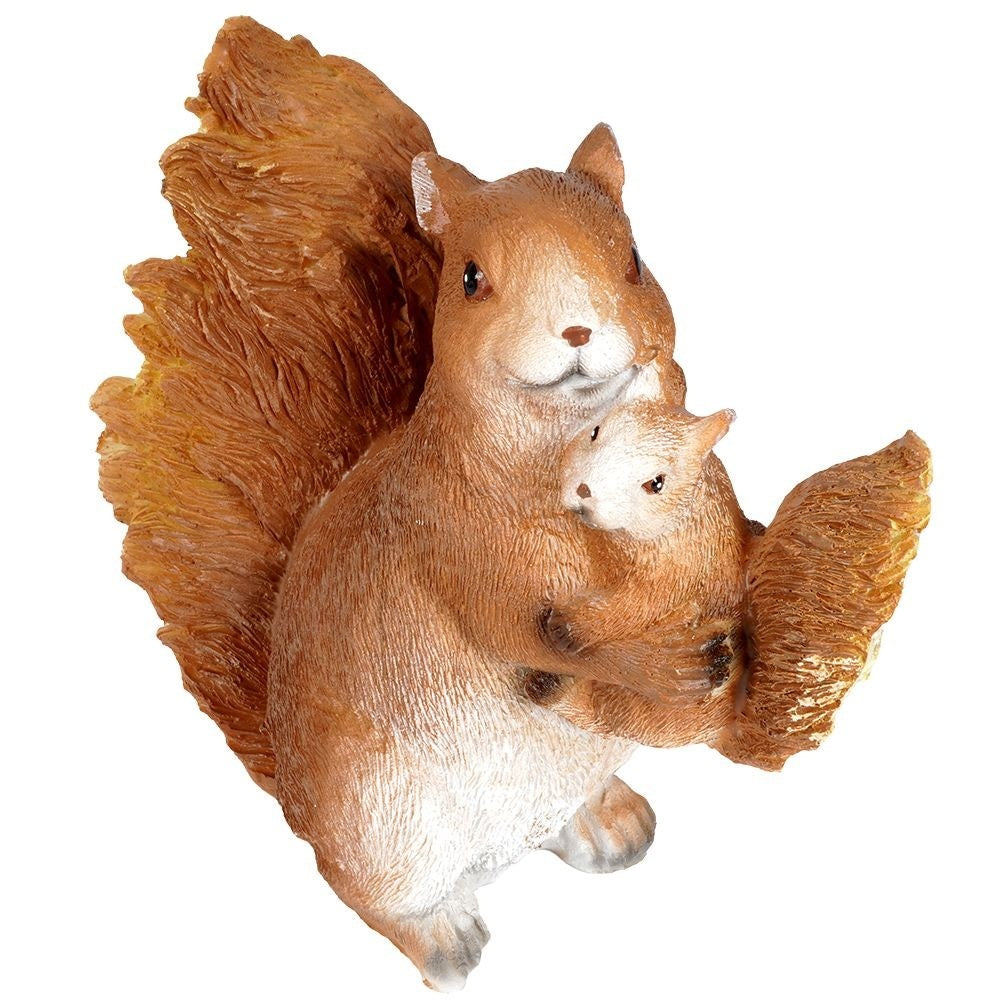 Garden Figurine Squirrel with Cub - Detailed Synthetic Stone