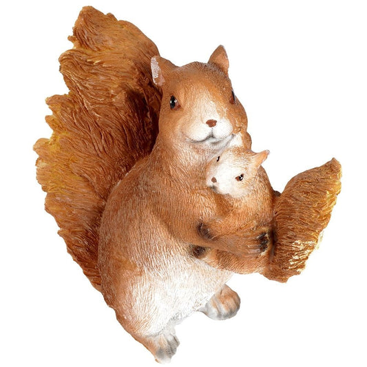 Garden Figurine Squirrel with Cub - Detailed Synthetic Stone