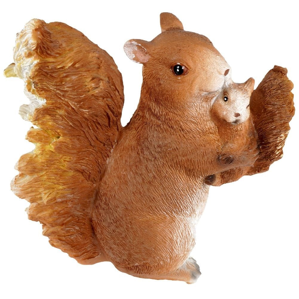 Garden Figurine Squirrel with Cub - Detailed Synthetic Stone