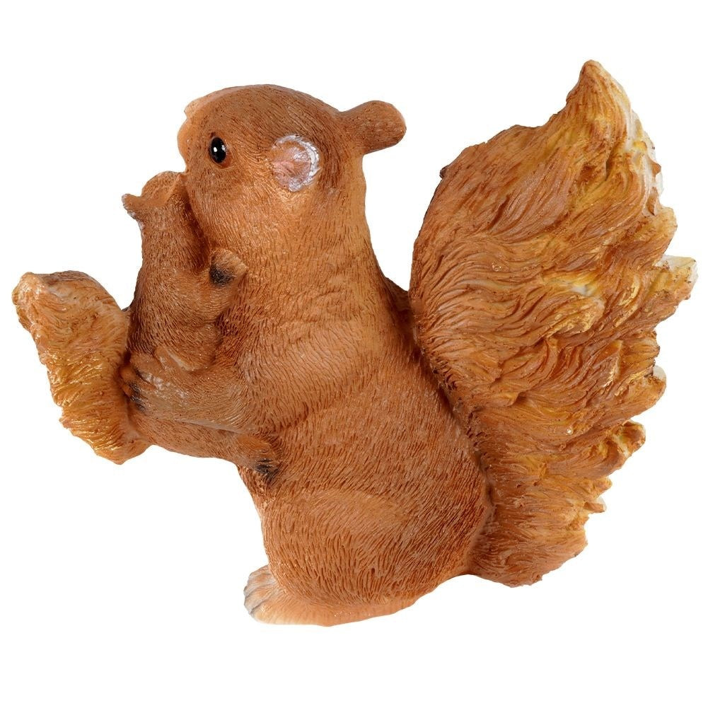 Garden Figurine Squirrel with Cub - Detailed Synthetic Stone