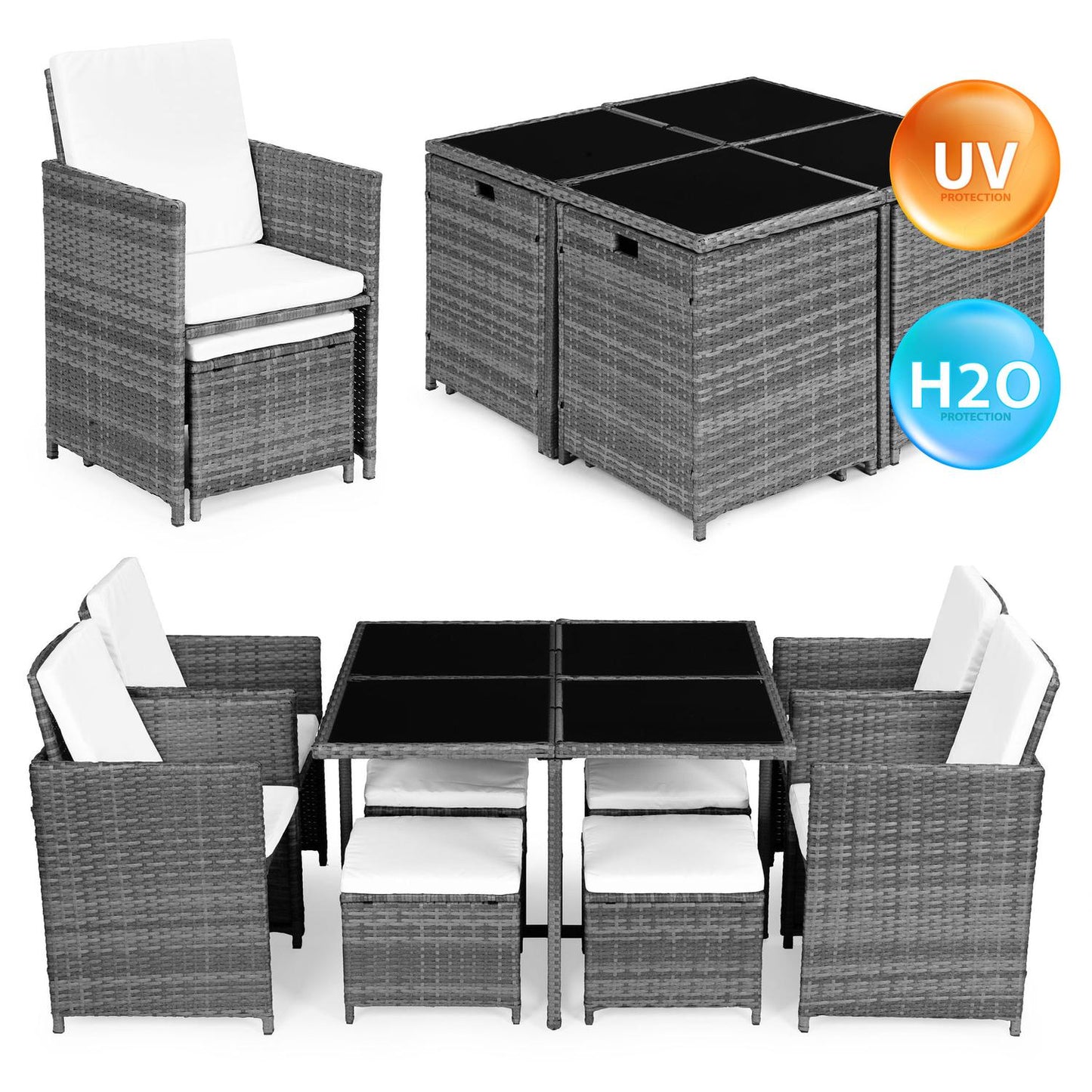 Garden Furniture Set – Rattan Finish, 4 Chairs, Table