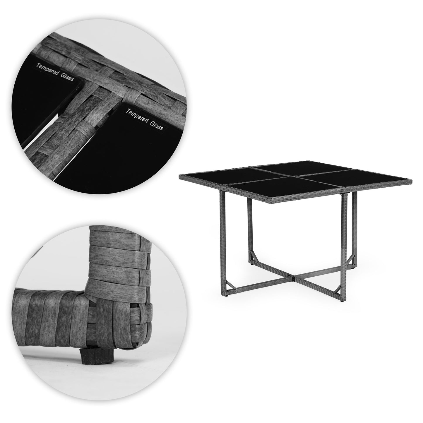 Garden Furniture Set – Rattan Finish, 4 Chairs, Table