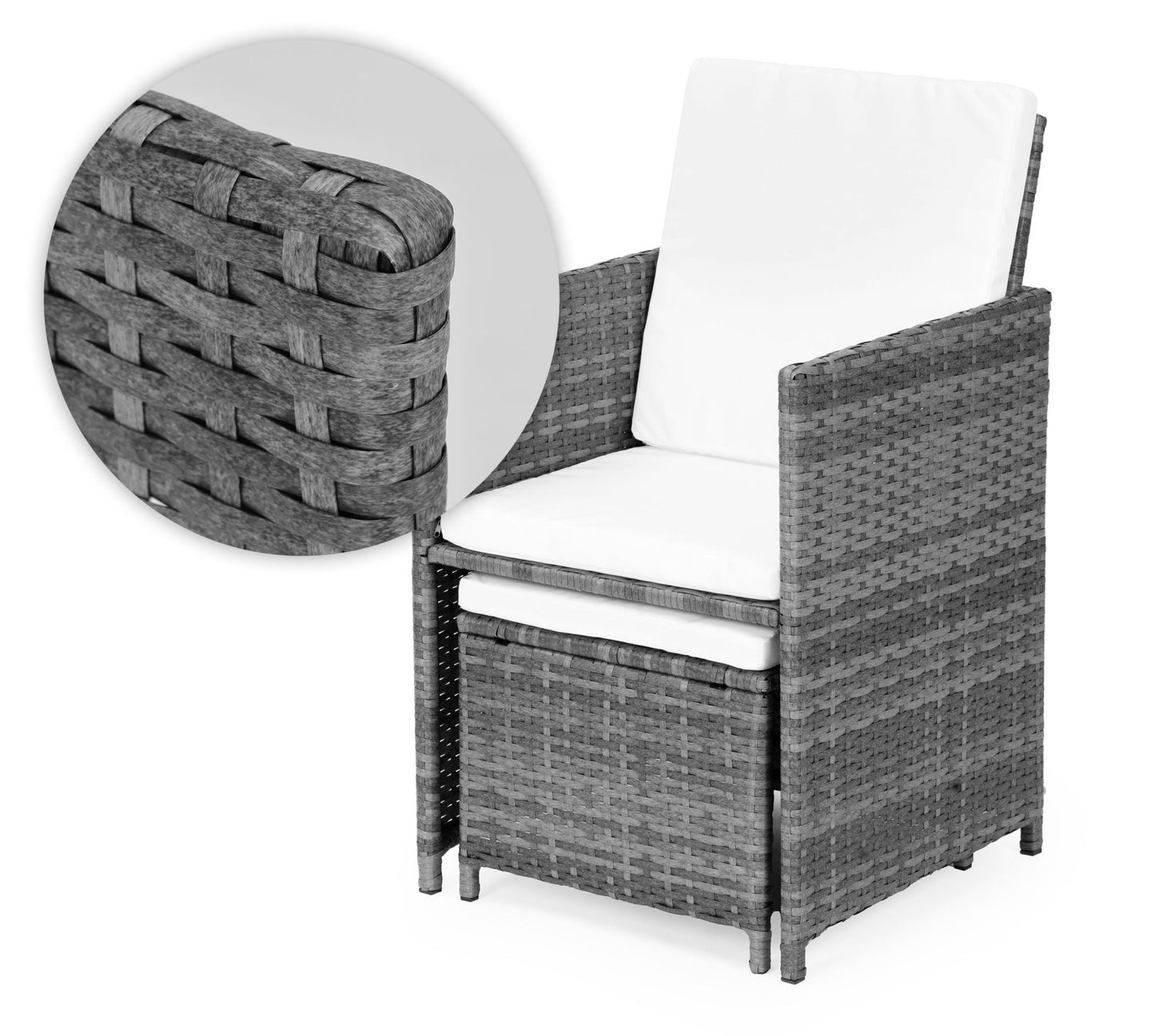 Garden Furniture Set – Rattan Finish, 4 Chairs, Table