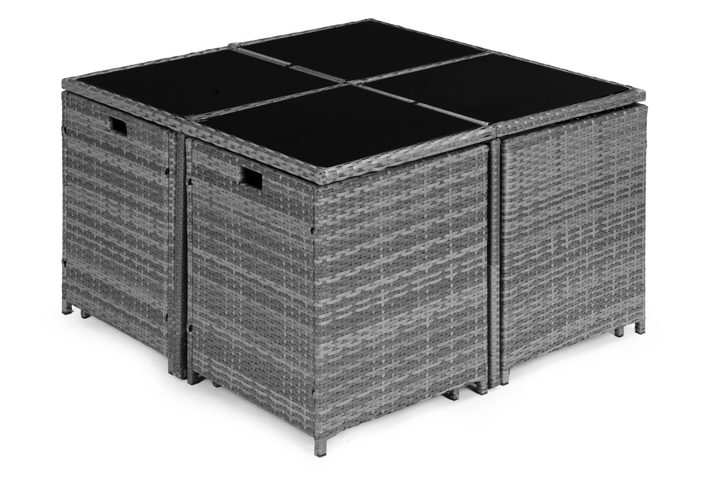 Garden Furniture Set – Rattan Finish, 4 Chairs, Table