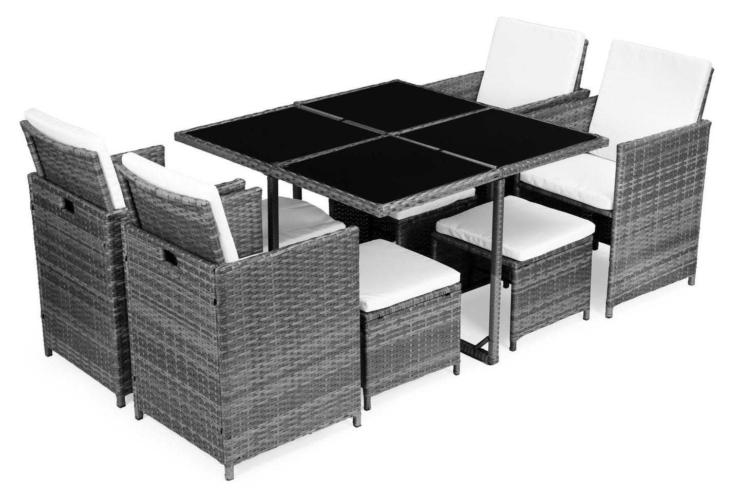 Garden Furniture Set – Rattan Finish, 4 Chairs, Table