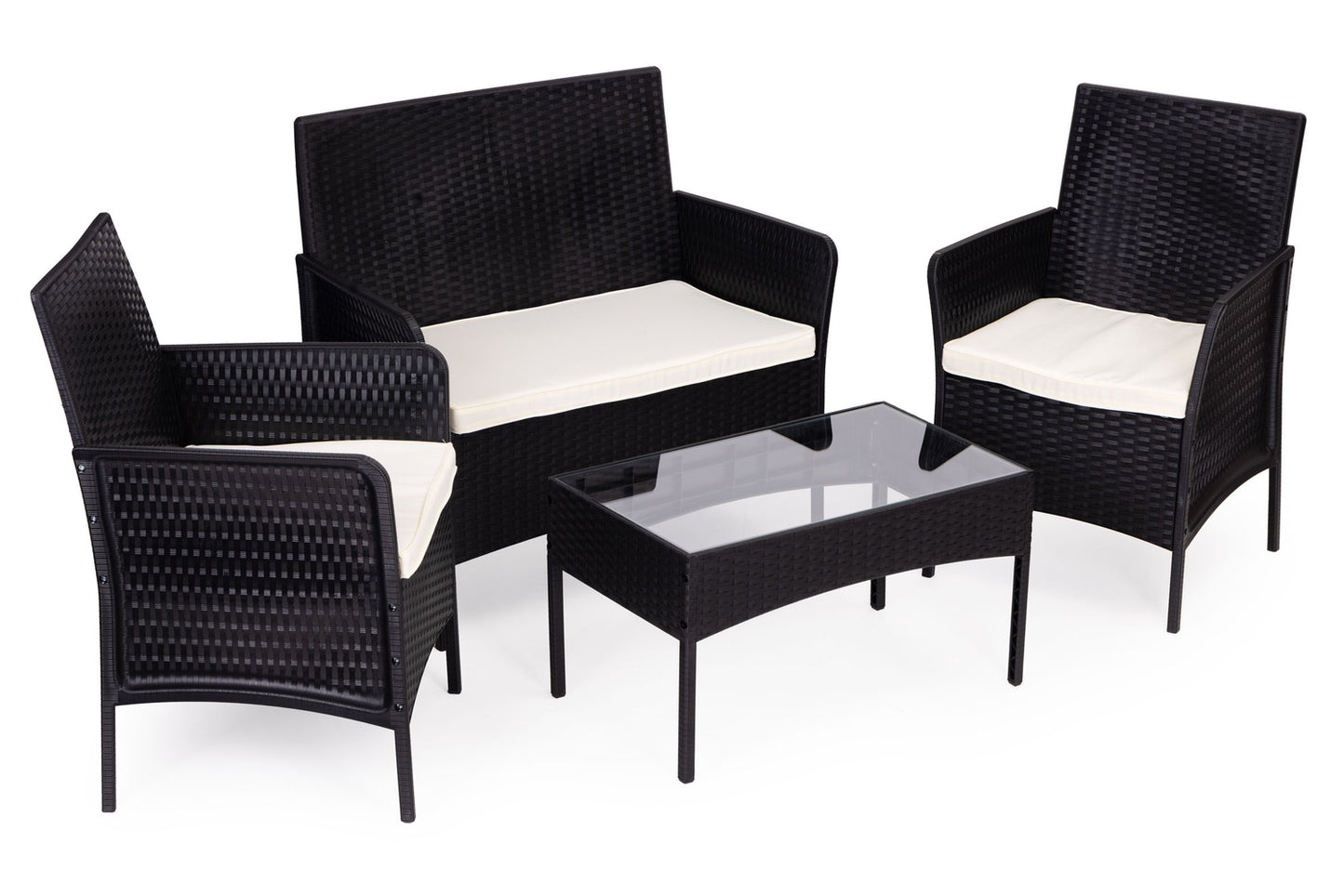 Garden Furniture Set – Table, Bench, Armchairs Black MultiGarden