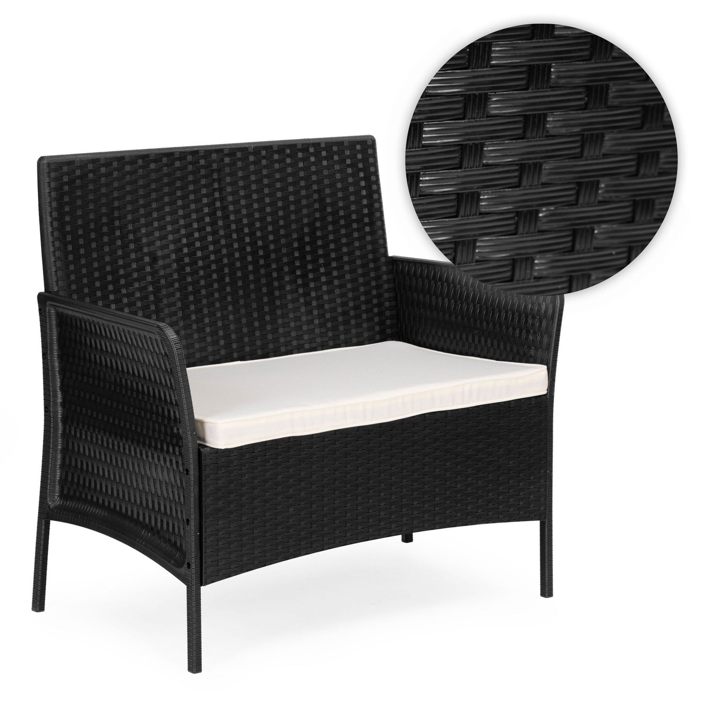 Garden Furniture Set – Table, Bench, Armchairs Black MultiGarden