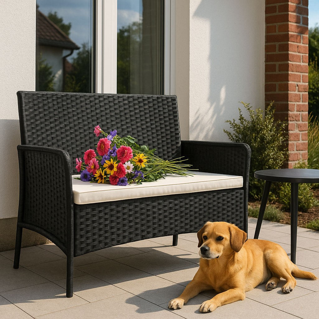 Garden Furniture Set – Table, Bench, Armchairs Black MultiGarden