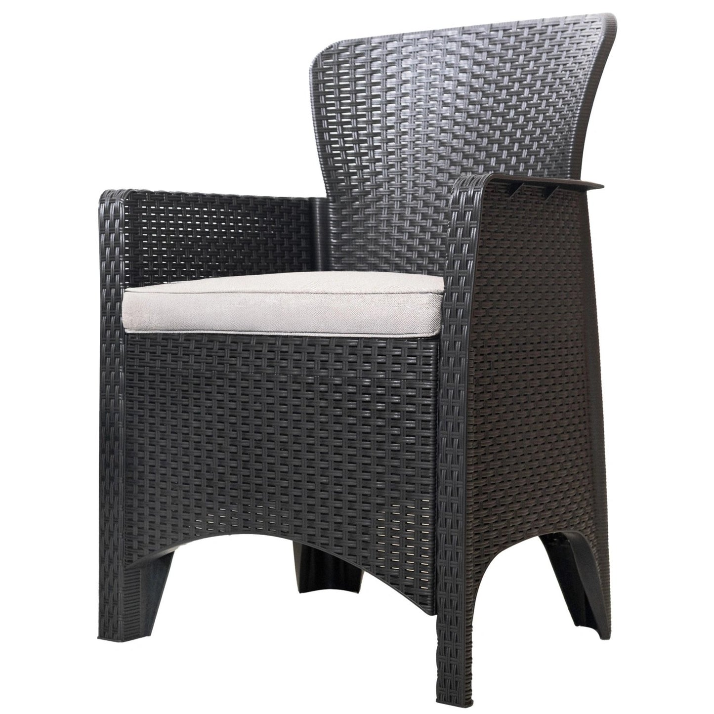 Garden Furniture Set for Terrace or Balcony – 2 Armchairs + Table Black