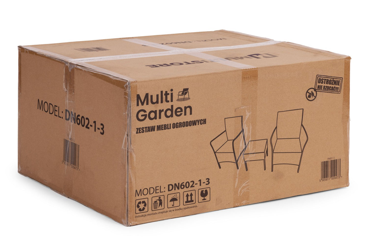 Garden Furniture Set with 2 Armchairs & Glass Table