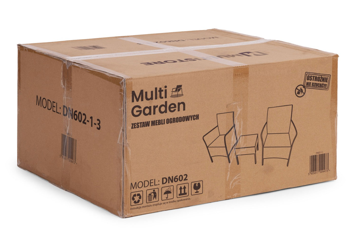 Garden Furniture Set with 2 Armchairs & Glass Table