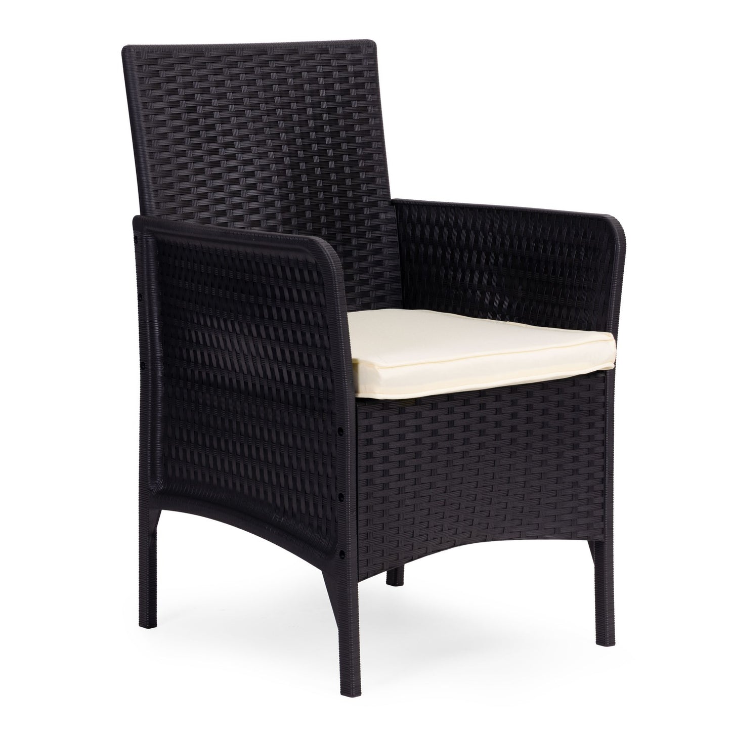 Garden Furniture Set with 2 Armchairs & Glass Table