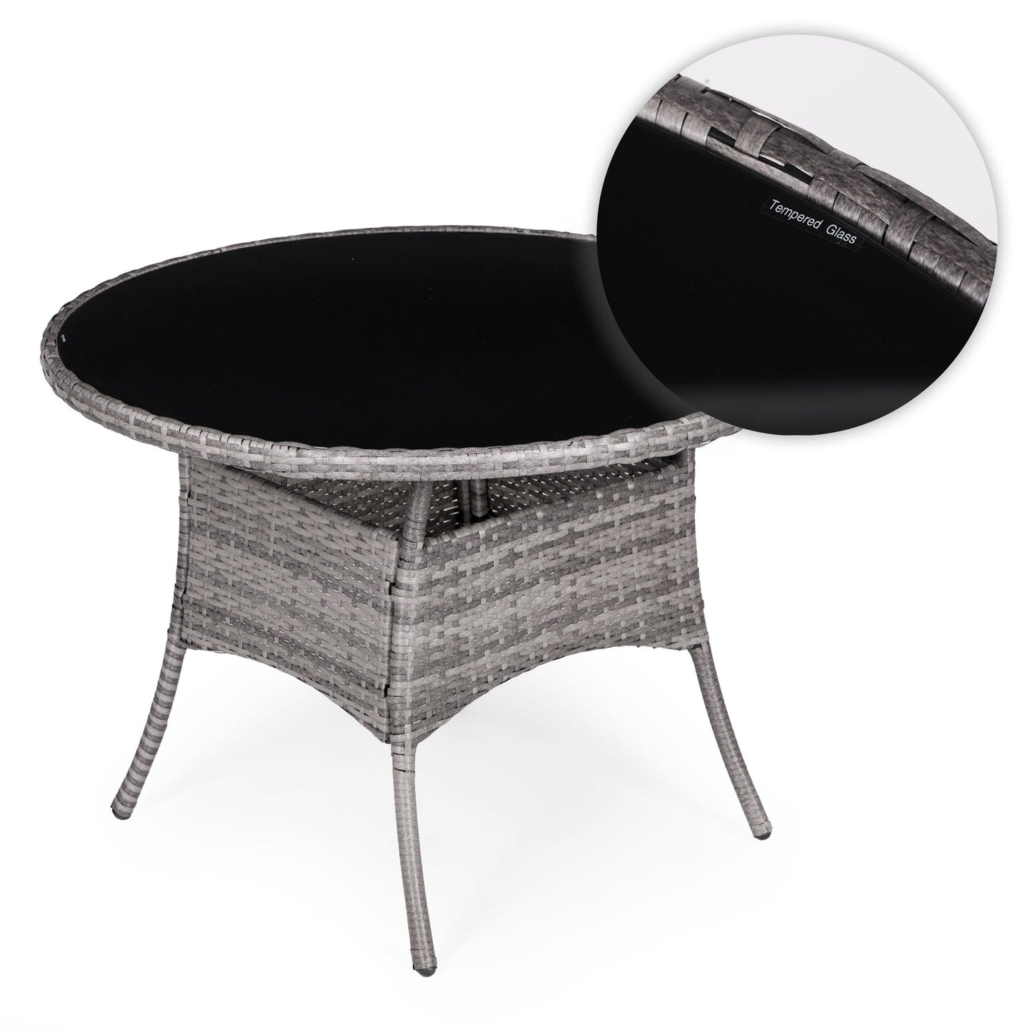 Garden Furniture Set with Rattan-Like Finish – 4 Chairs + Round Table MultiGarden