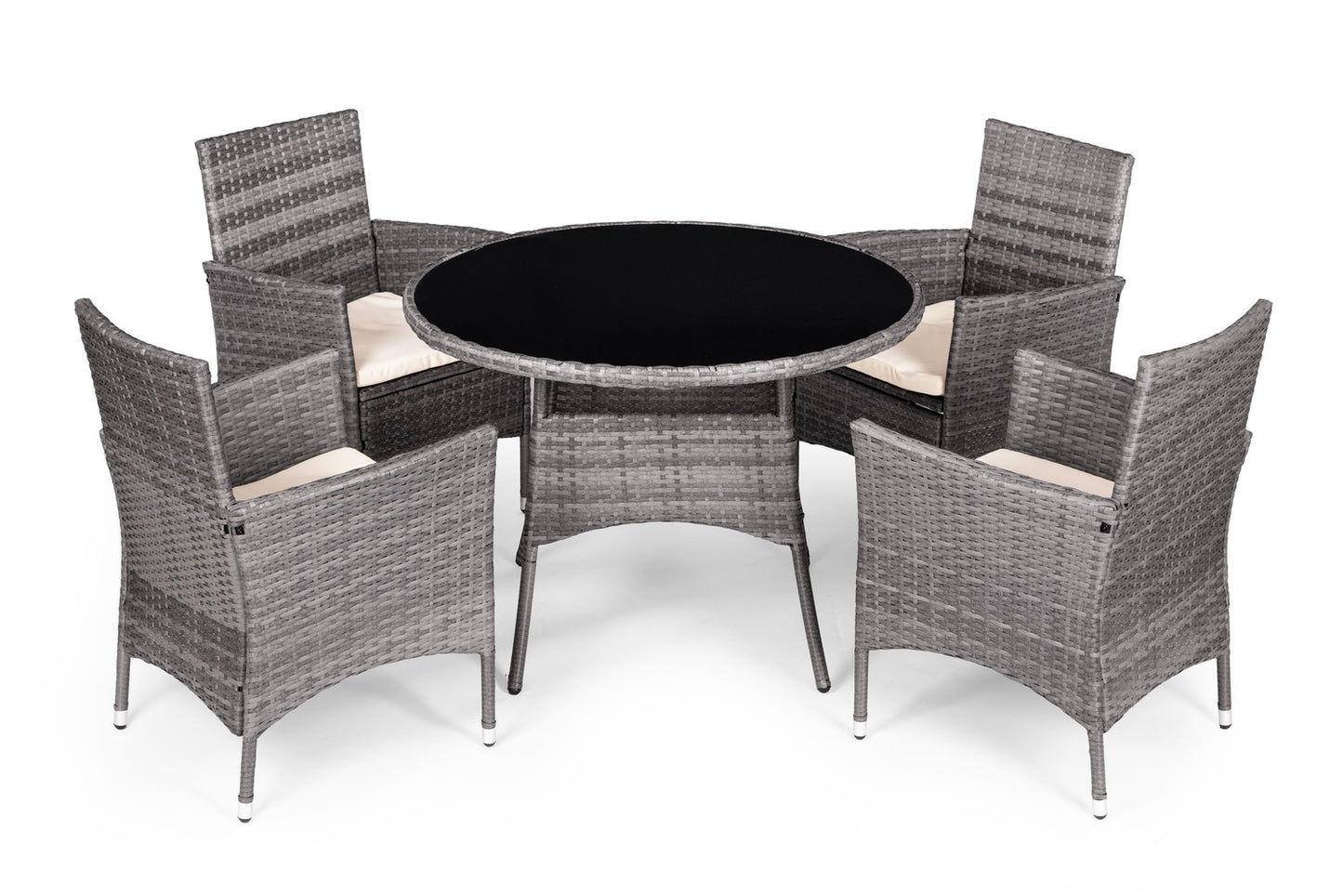 Garden Furniture Set with Rattan-Like Finish – 4 Chairs + Round Table MultiGarden