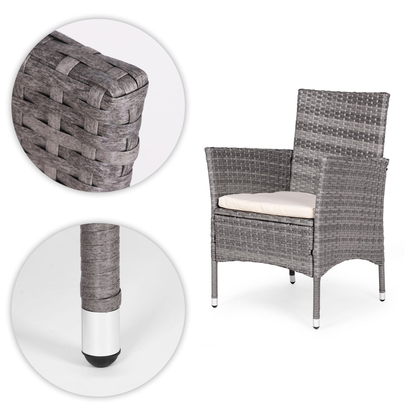 Garden Furniture Set with Rattan-Like Finish – 4 Chairs + Round Table MultiGarden