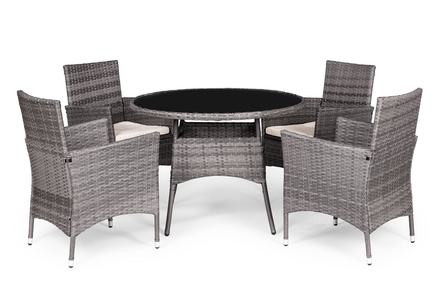 Garden Furniture Set with Rattan-Like Finish – 4 Chairs + Round Table MultiGarden