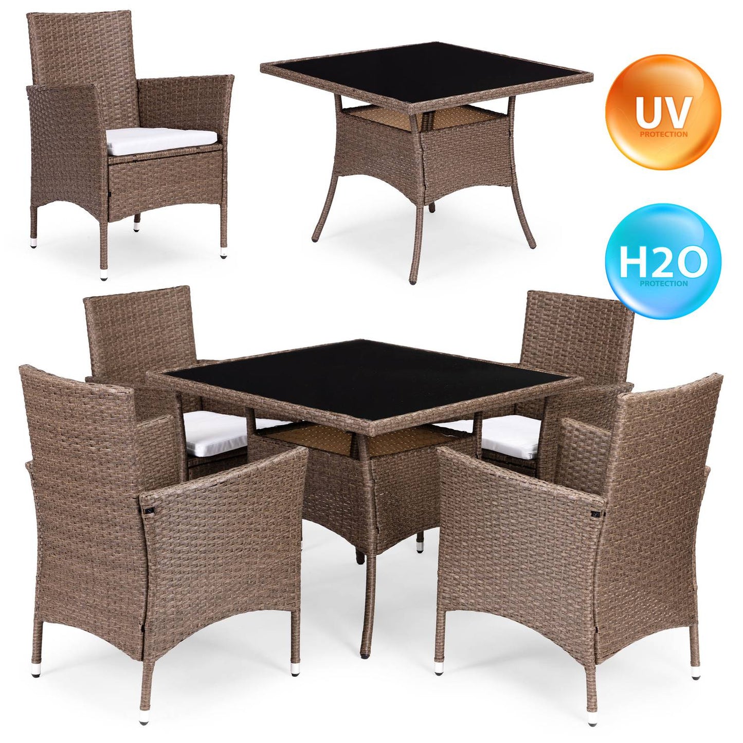 Garden Furniture Set with Rattan-Like Finish – 4 Chairs + Table MultiGarden