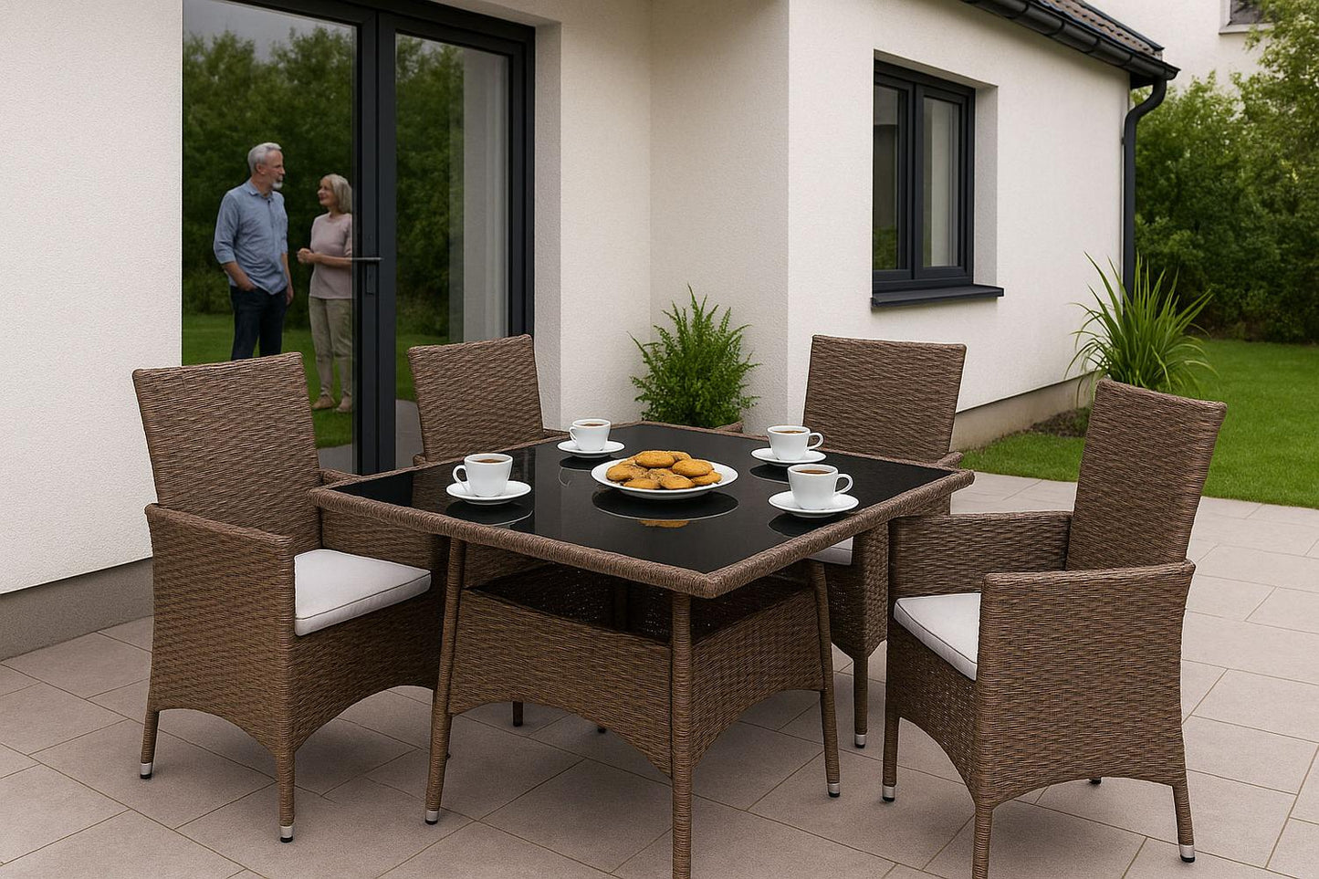 Garden Furniture Set with Rattan-Like Finish – 4 Chairs + Table MultiGarden