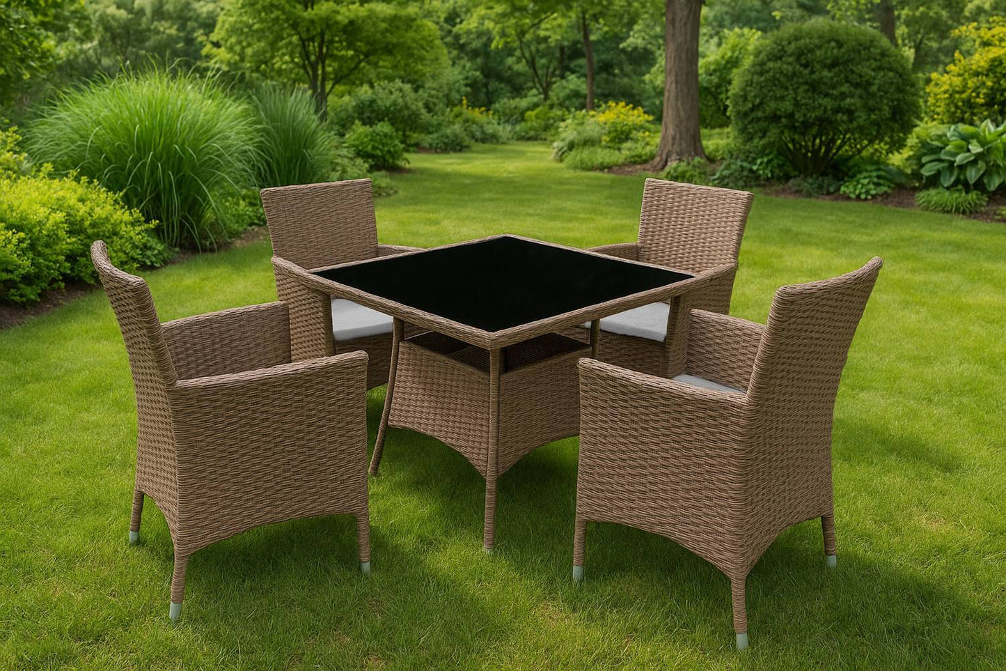 Garden Furniture Set with Rattan-Like Finish – 4 Chairs + Table MultiGarden