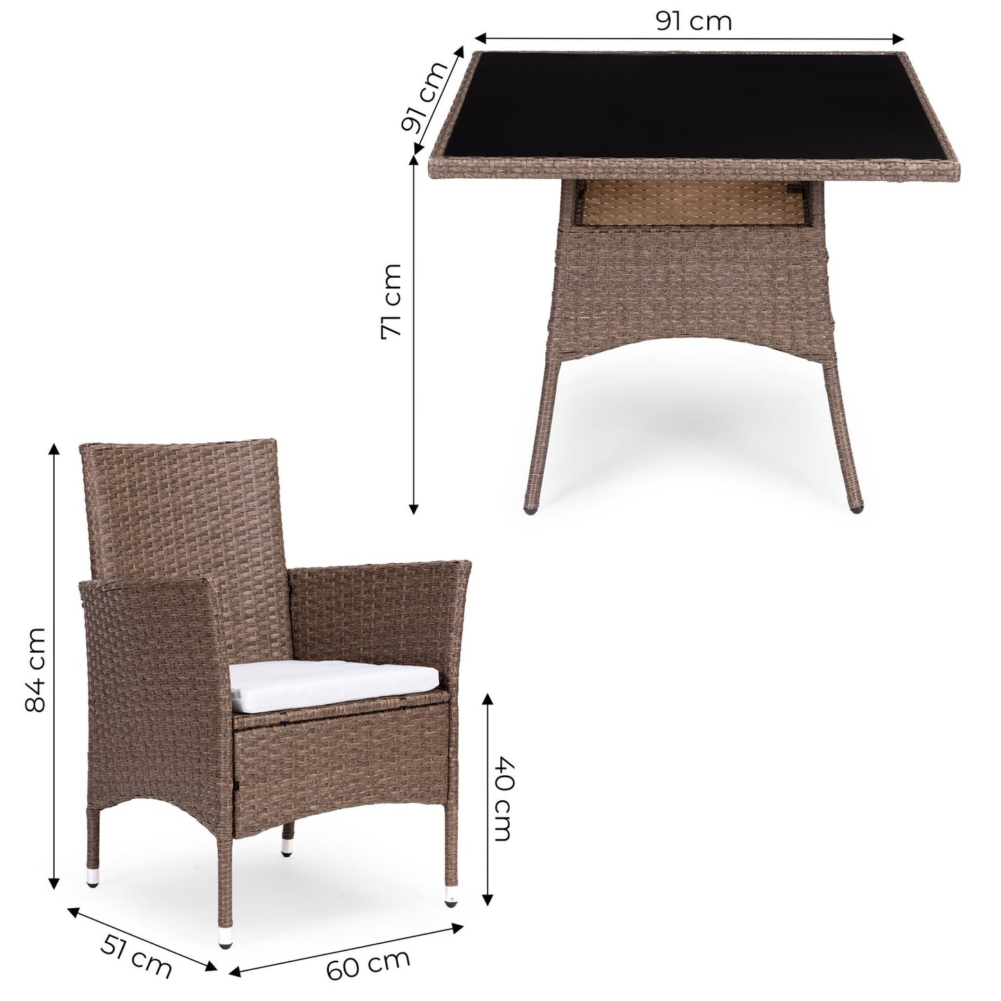 Garden Furniture Set with Rattan-Like Finish – 4 Chairs + Table MultiGarden