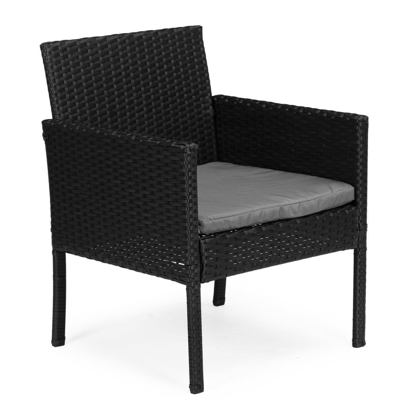 Garden Furniture Set with Rattan-Like Finish – Bench, Table, Chairs Black MultiGarden
