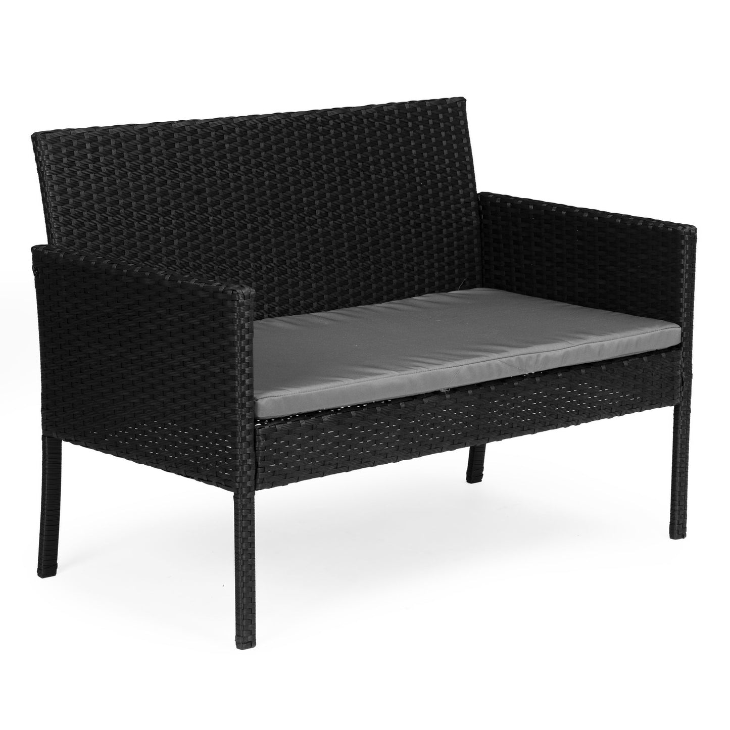 Garden Furniture Set with Rattan-Like Finish – Bench, Table, Chairs Black MultiGarden