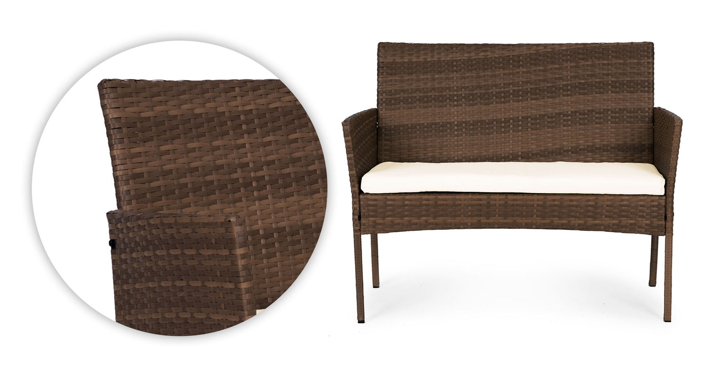 Garden Furniture Set with Rattan-Like Finish – Bench, Table, Chairs Brown MultiGarden