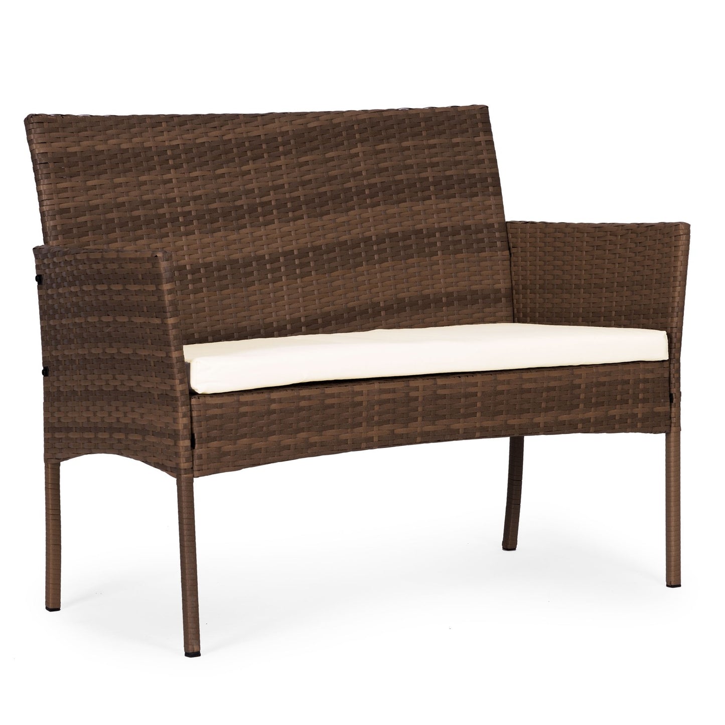 Garden Furniture Set with Rattan-Like Finish – Bench, Table, Chairs Brown MultiGarden