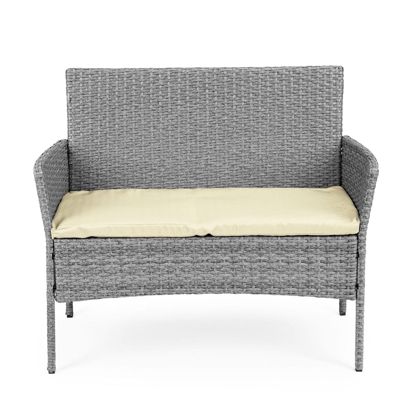 Garden Furniture Set with Rattan-Like Finish – Bench, Table, Chairs Grey MultiGarden