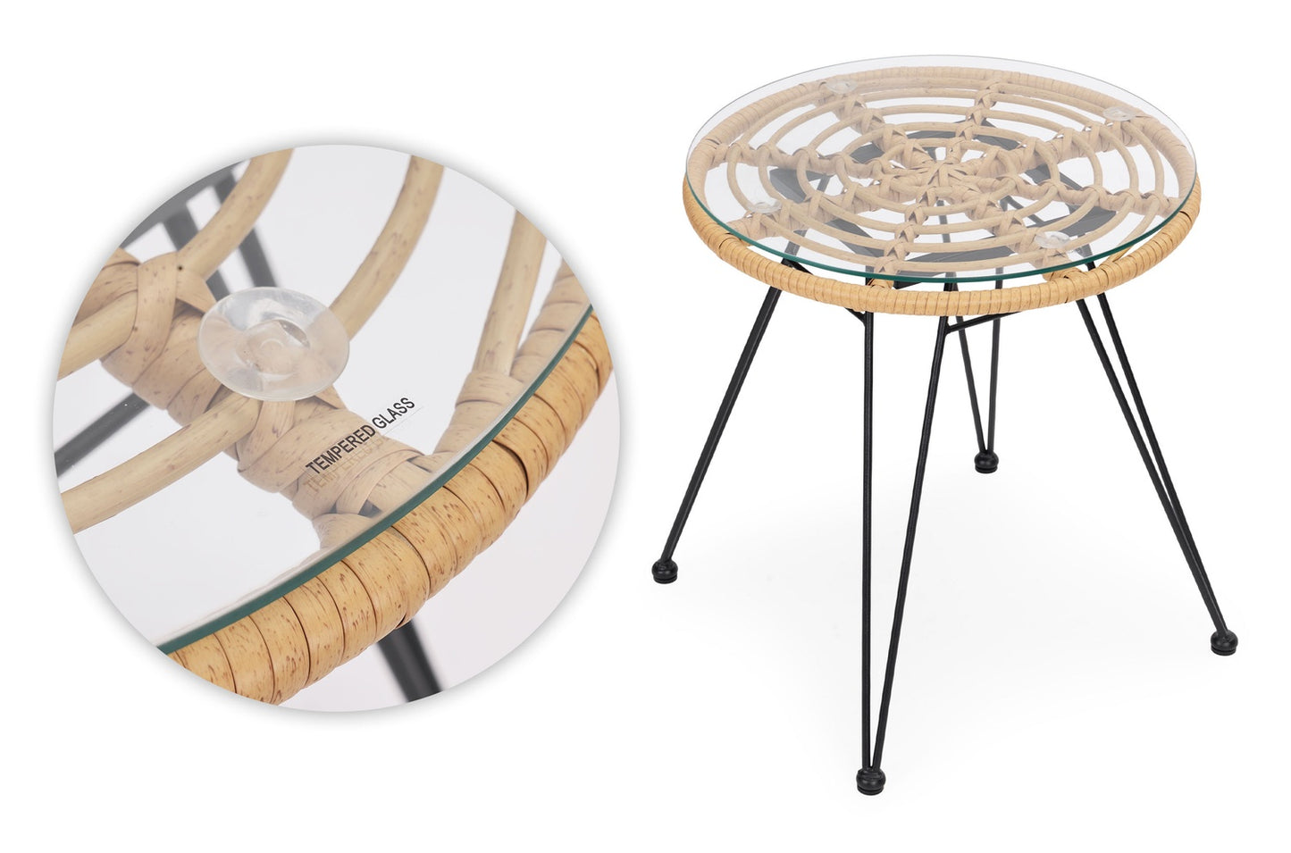 Garden Furniture Set with Rattan-Like Finish – Chairs, Table + Cushions MultiGarden