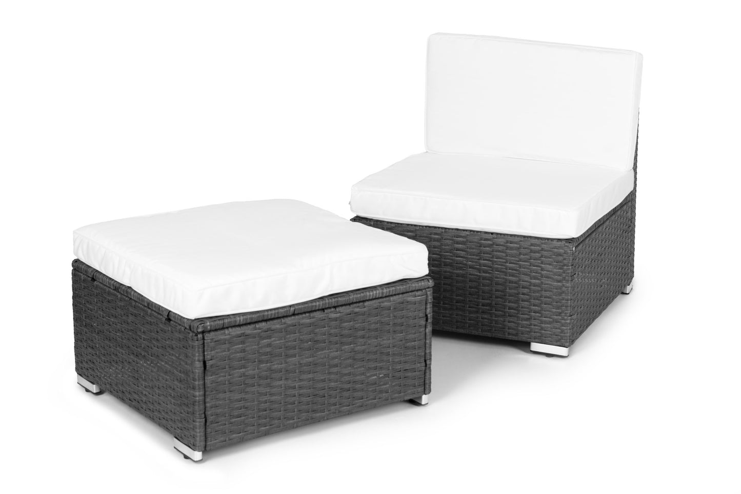 Garden Furniture Set with Rattan-Like Finish – Modular Corner Sofa and Table Grey MultiGarden
