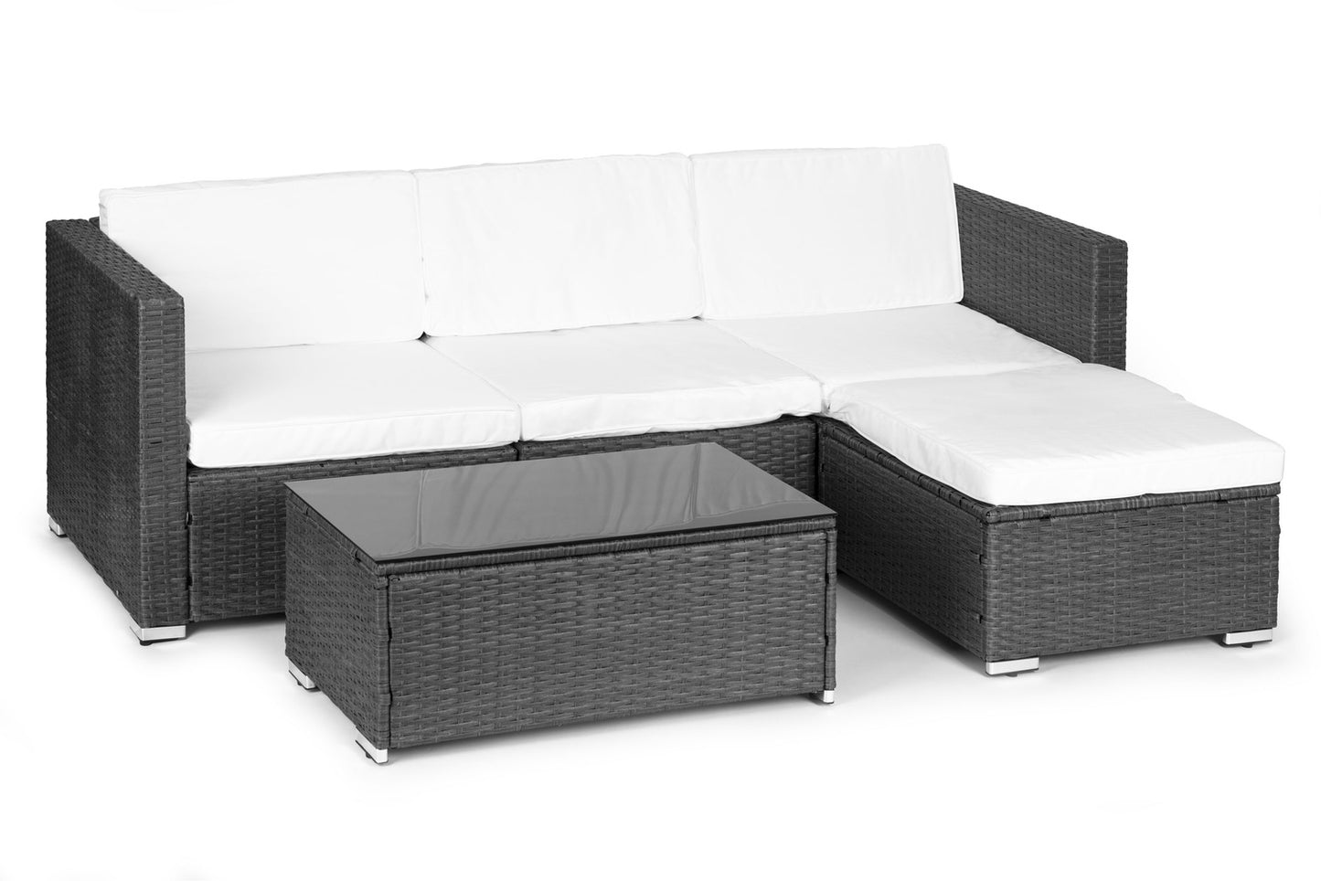 Garden Furniture Set with Rattan-Like Finish – Modular Corner Sofa and Table Grey MultiGarden