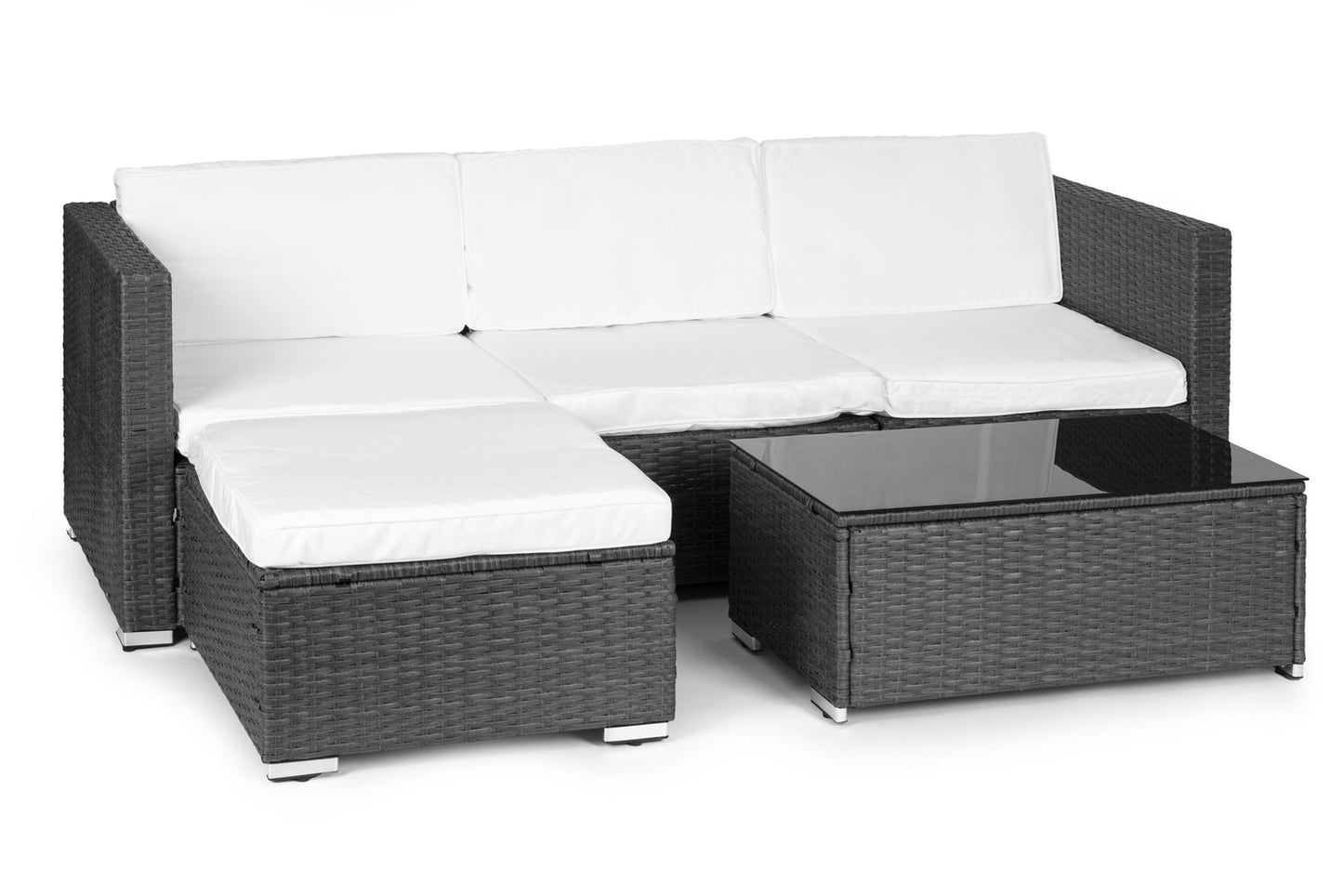 Garden Furniture Set with Rattan-Like Finish – Modular Corner Sofa and Table Grey MultiGarden