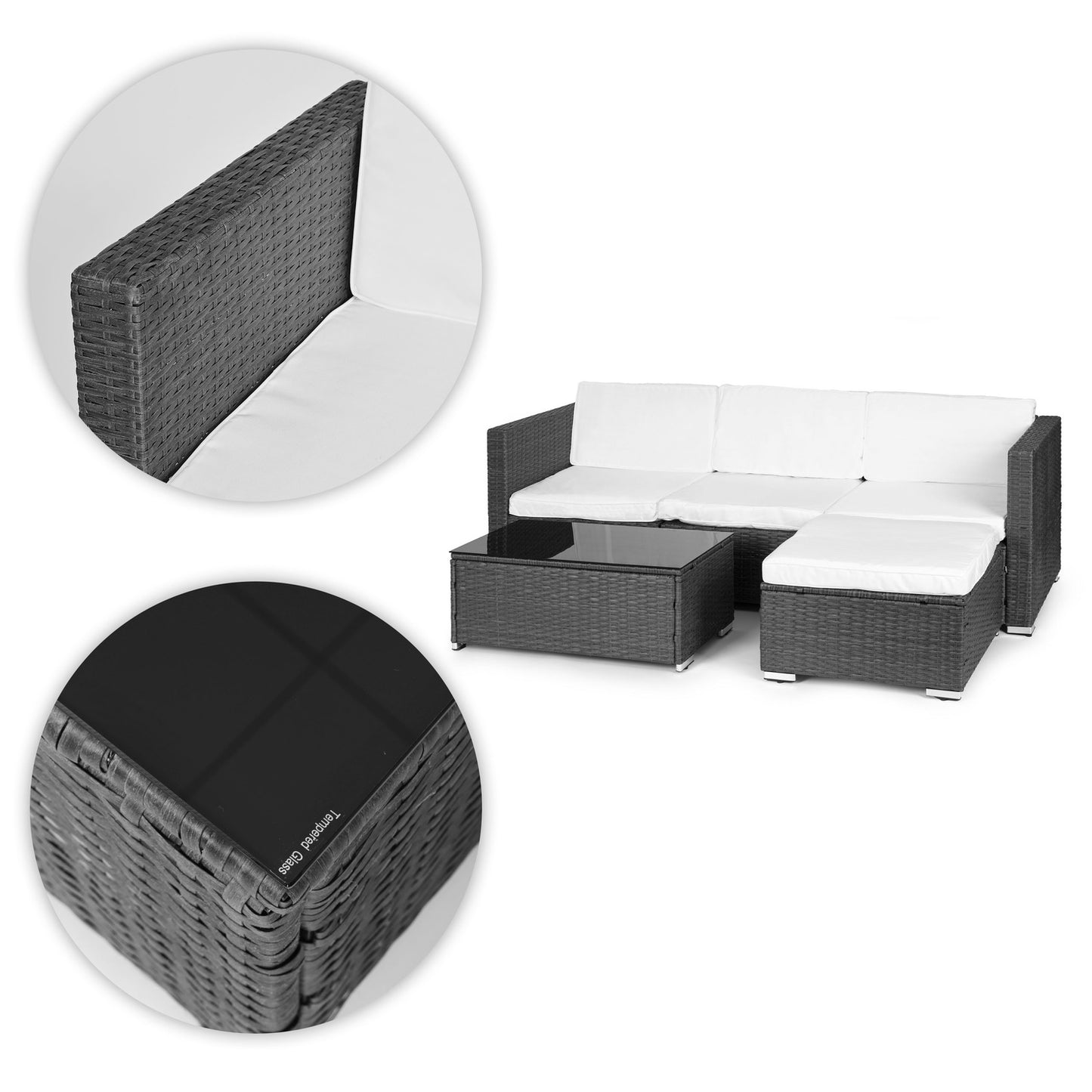 Garden Furniture Set with Rattan-Like Finish – Modular Corner Sofa and Table Grey MultiGarden