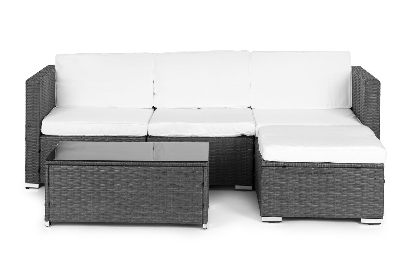 Garden Furniture Set with Rattan-Like Finish – Modular Corner Sofa and Table Grey MultiGarden