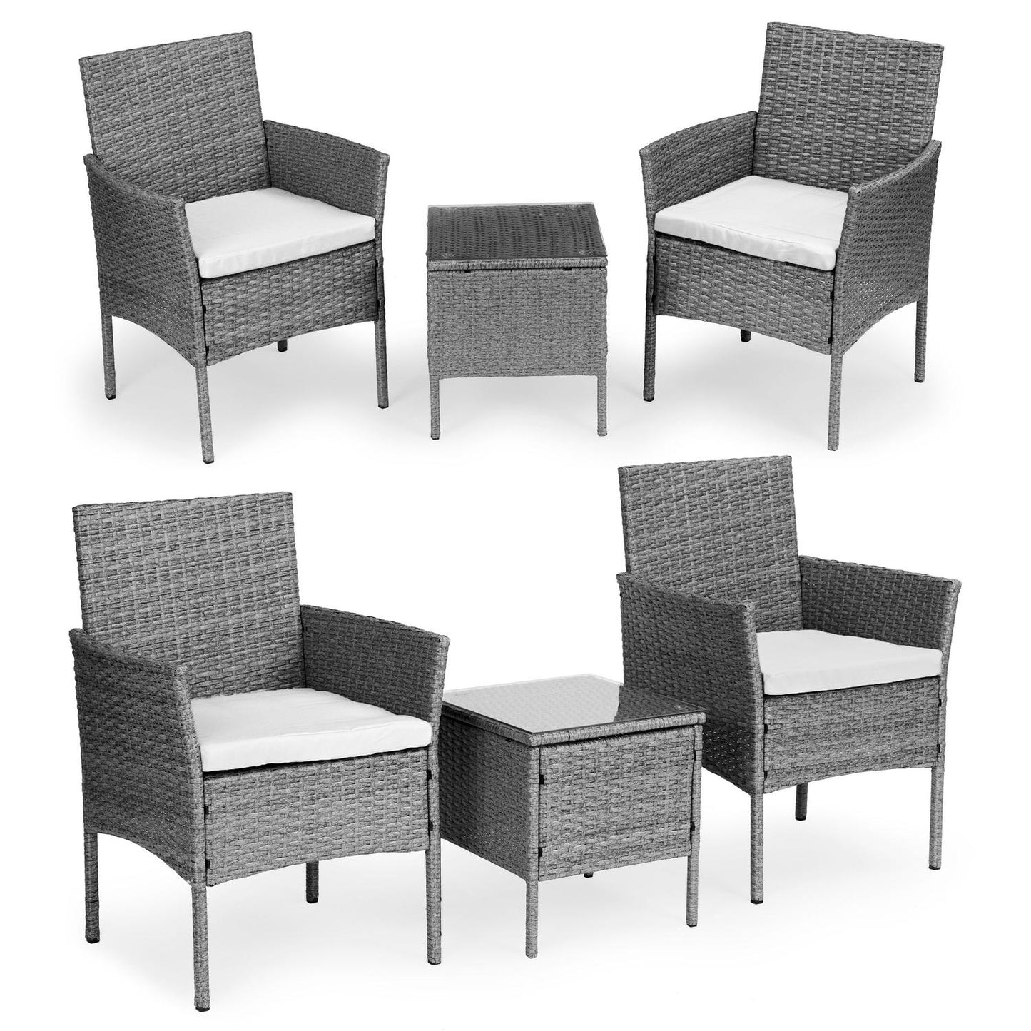 Garden Furniture Set with Rattan-Like Finish – Table and Chairs Grey MultiGarden