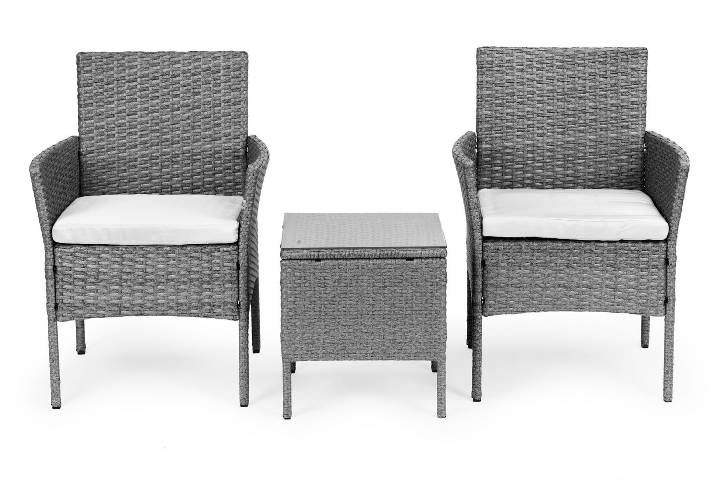 Garden Furniture Set with Rattan-Like Finish – Table and Chairs Grey MultiGarden