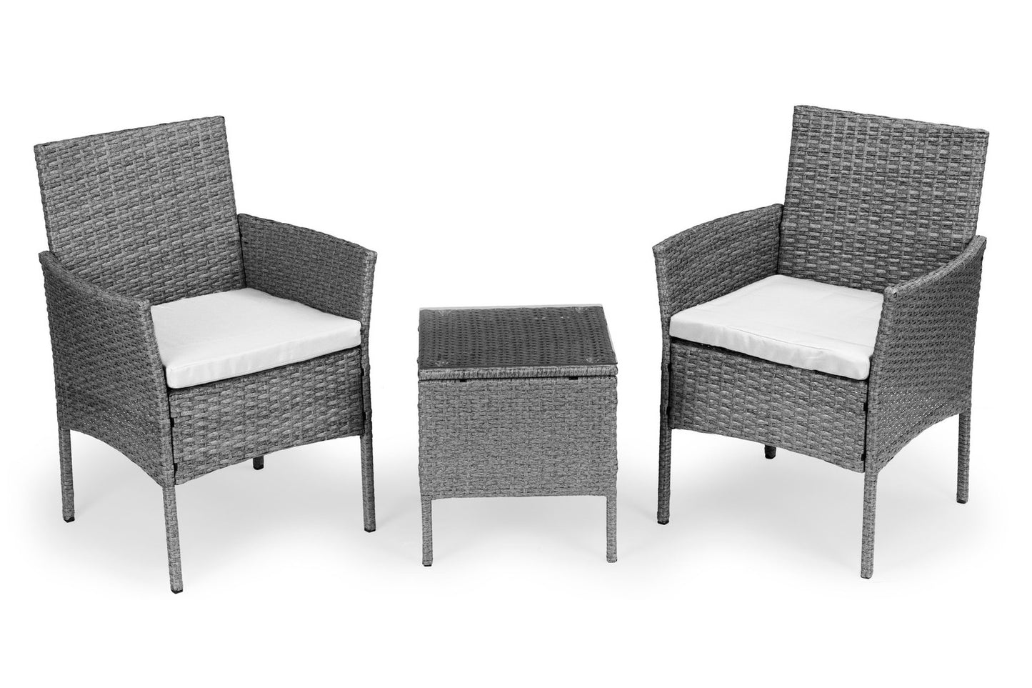 Garden Furniture Set with Rattan-Like Finish – Table and Chairs Grey MultiGarden