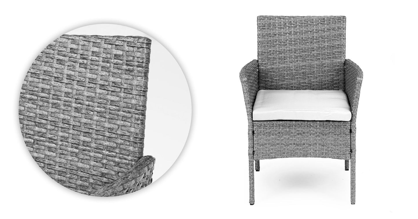 Garden Furniture Set with Rattan-Like Finish – Table and Chairs Grey MultiGarden