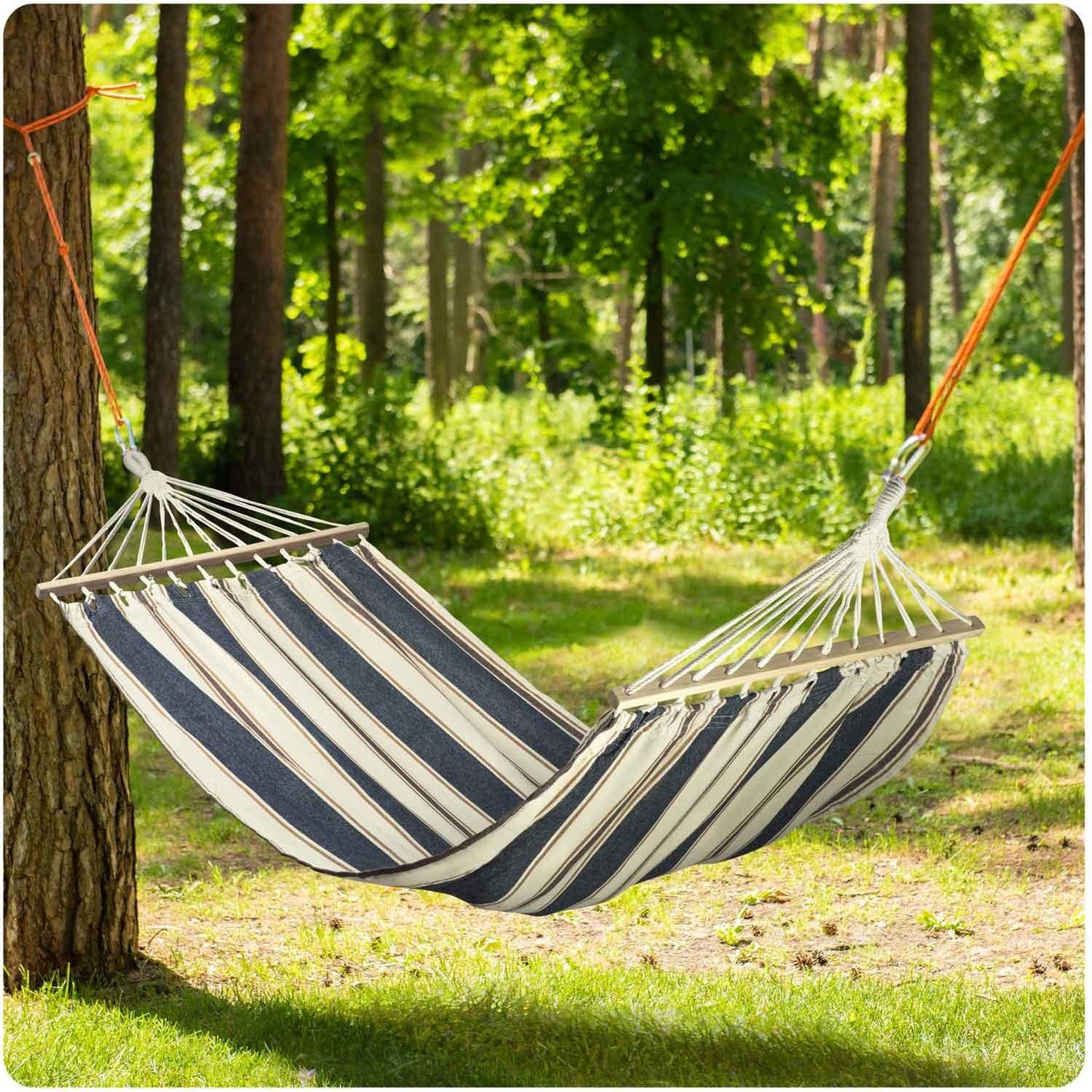 Garden Hammock Bahama Double White and Blue Sofotel