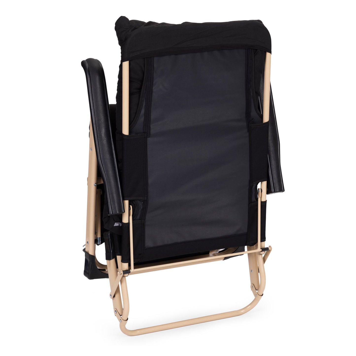 Garden Lounger with Cushion, Adjustable Footrest, Black