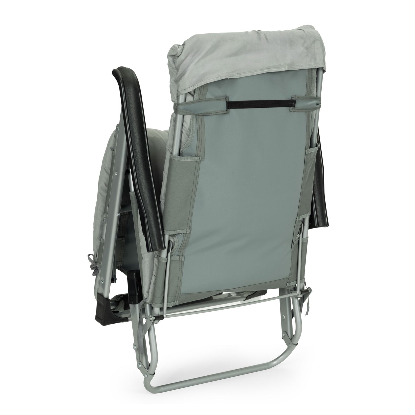 Garden Lounger with Cushion, Adjustable Footrest, Gray