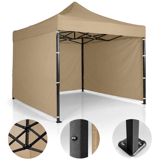 Garden Pavilion 3x3m Beige with 3 Walls, Waterproof