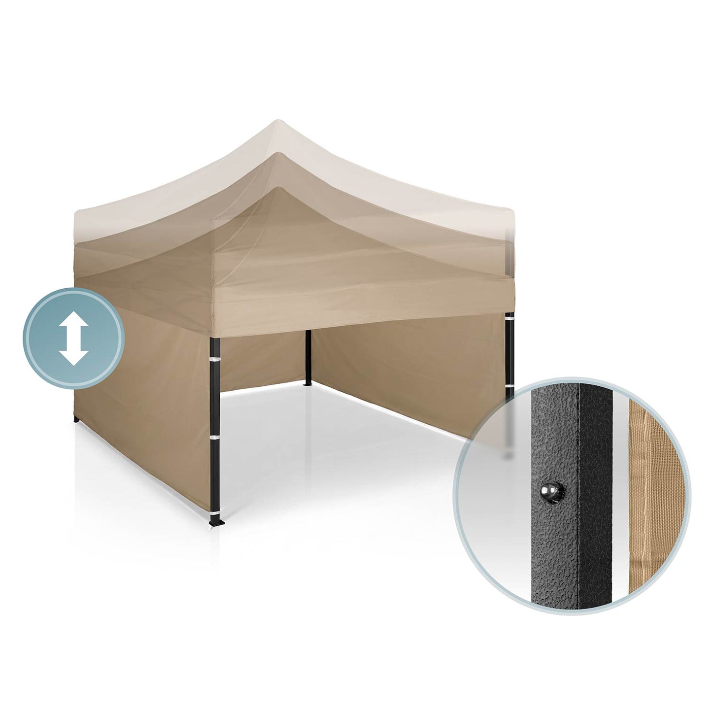 Garden Pavilion 3x3m Beige with 3 Walls, Waterproof