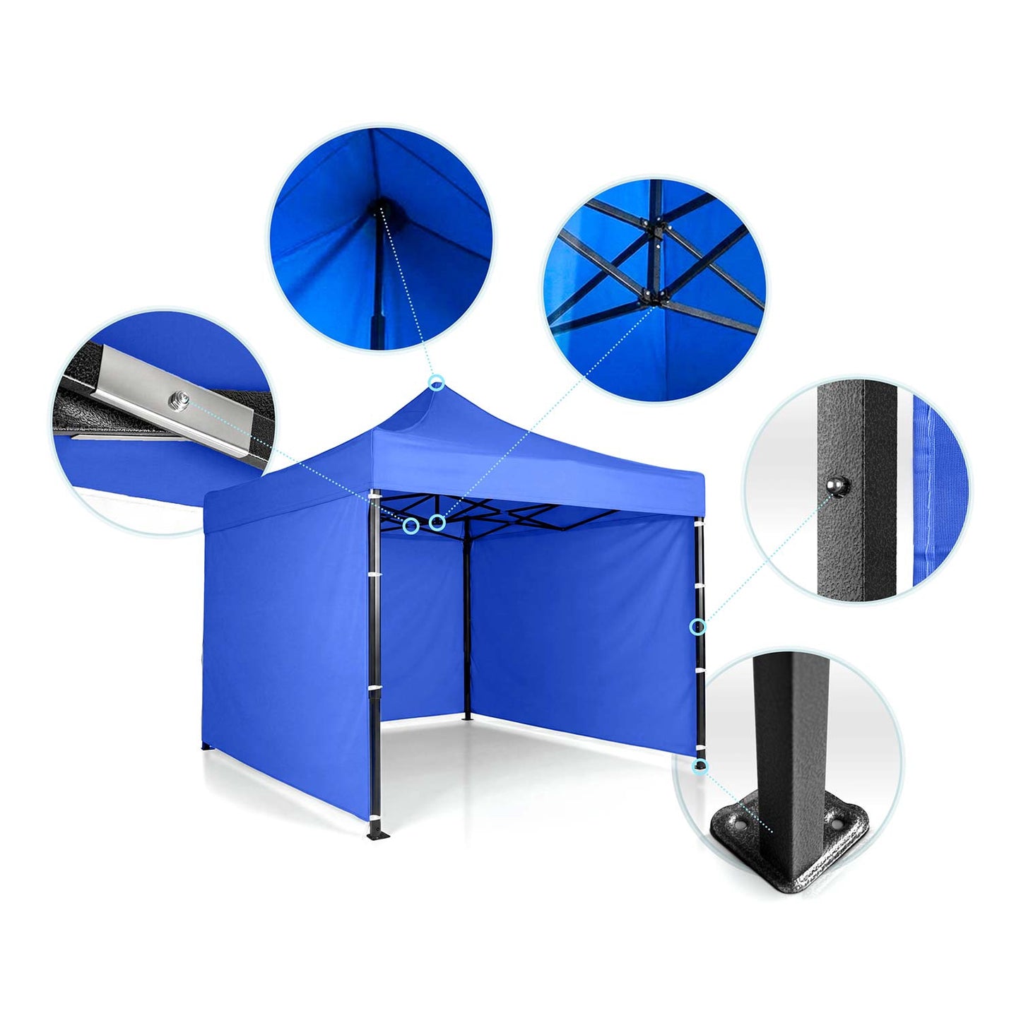 Garden Pavilion 3x3m Blue with 3 Walls, Waterproof